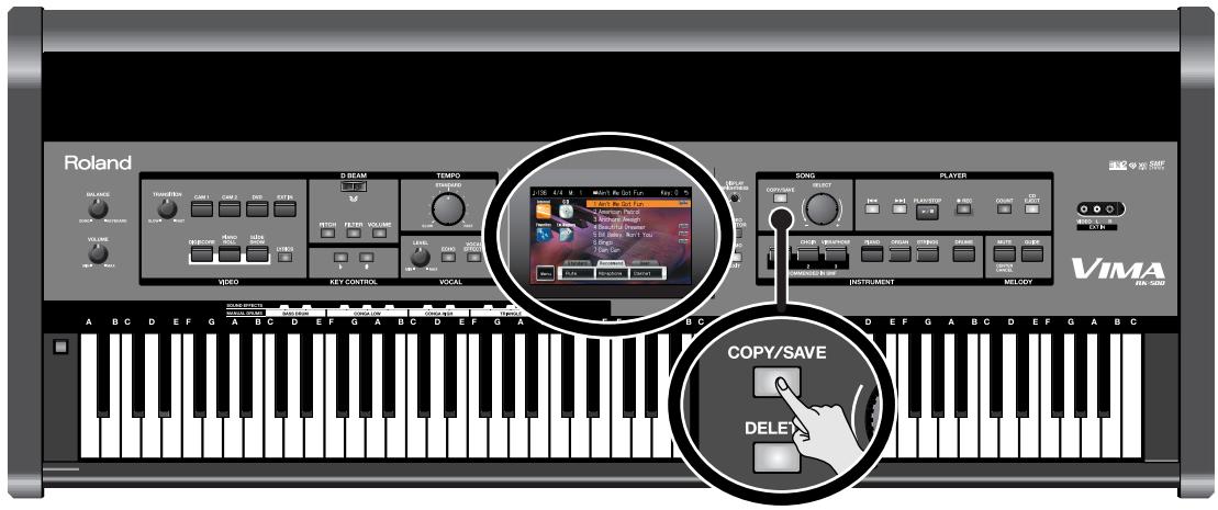ROLAND VIMA RK-500 - Copier un morceau de la mémoire "Favorites" sur la clé USB - 1
