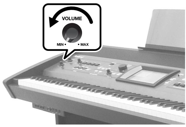 ROLAND VIMA RK-500 - Réglez la commande [VOLUME] au minimum (à fond à gauche). - 1