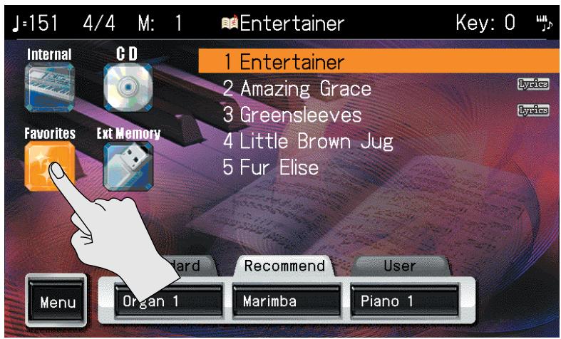 ROLAND VIMA RK-500 - Touchez (Favorites) à la page principale. - 1