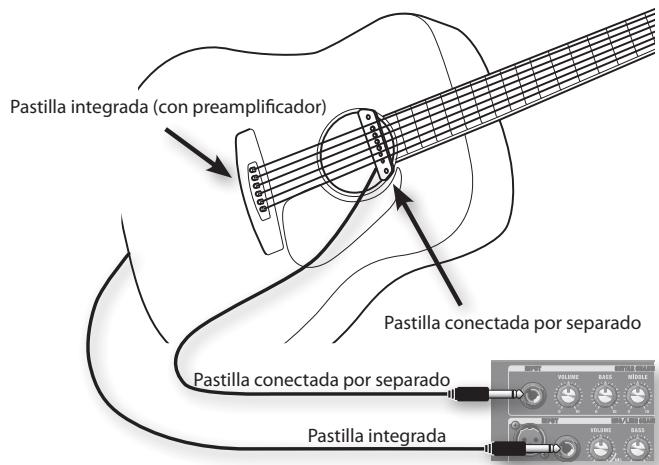Pastilla integrada (con preamplificador) Pastilla conectada por separado Pastilla conectada por separado Pastilla integrada