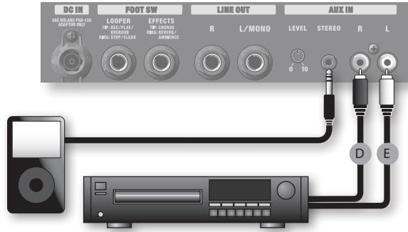 DC IN NEW ORDER FOR/20 AVG FOR/20 FOOT SW LOOPER TP: HCC/24/ OVEROUT RWD: STOP/FLAIR EFFECTS TP: CHADS RWD: RESET/R AMBI/REFINER LINE OUT R L/MONO LEVEL 0 10 AUX IN STEREO R L D E
