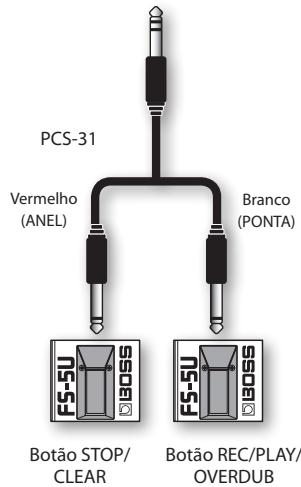 PCS-31 Vermelho (ANEL) Branco (PONTA) Botão STOP/ CLEAR Botão REC/PLAY/ OVERDUB