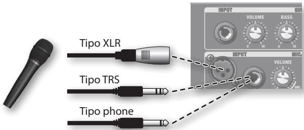 Tipo XLR Tipo TRS Tipo phone