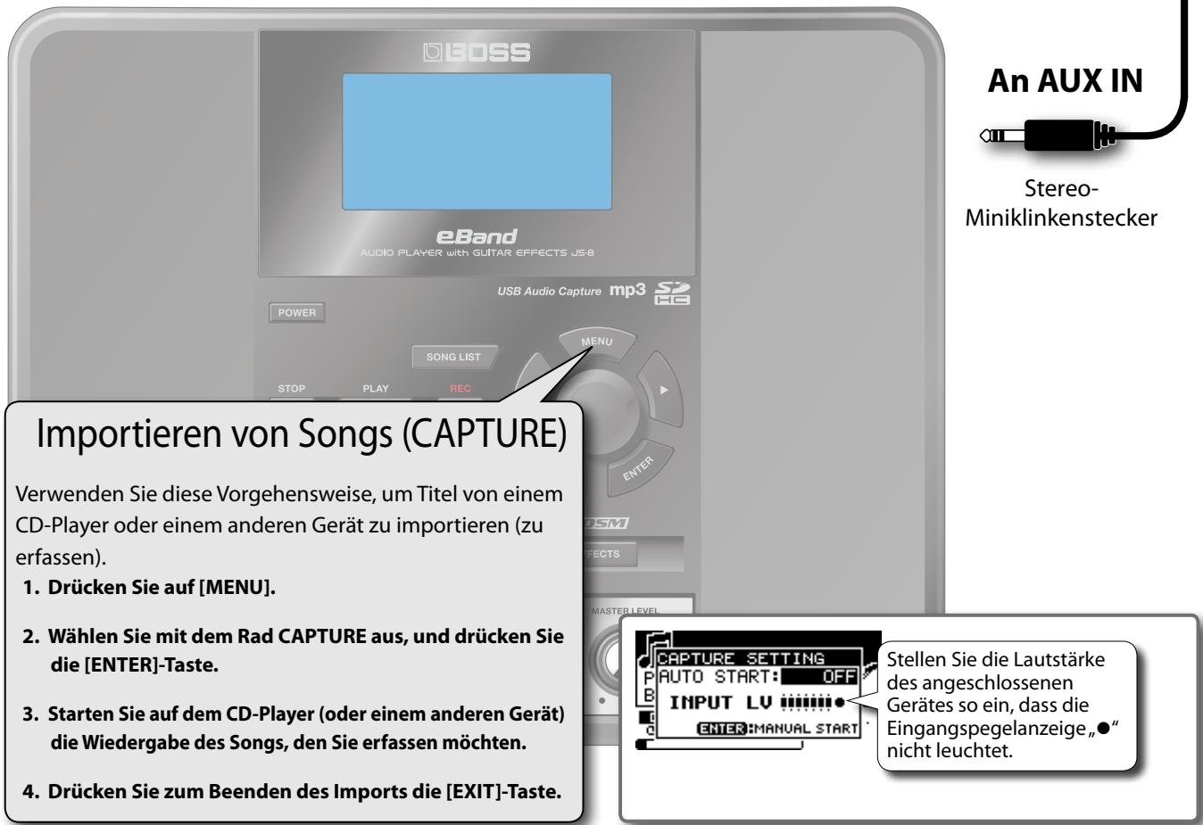 ROLAND EBAND JS-8 - Importieren von Songs von CD-Playern und anderen Geräten - 2