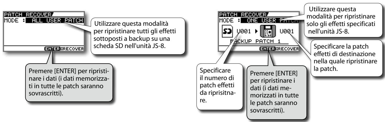 ROLAND EBAND JS-8 - Ripristino degli effetti sottoposti a backup nelle schede SD (RECOVERY) - 1