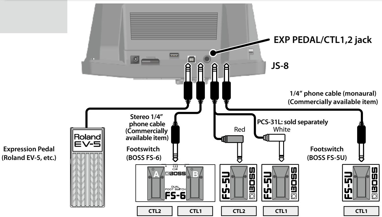 ROLAND EBAND JS-8 - Using Foot Switches and Expression Pedals - 1