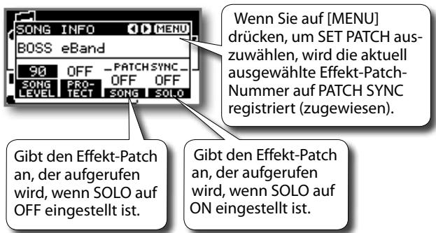 ROLAND EBAND JS-8 - Aufrufen des in einem Titel gespeicherten Effekts (Patch Sync) - 1