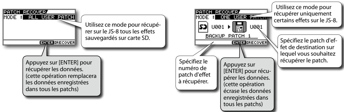 ROLAND EBAND JS-8 - Récupération d'effets sauvegardés sur des cartes SD (RECOVERY) - 1