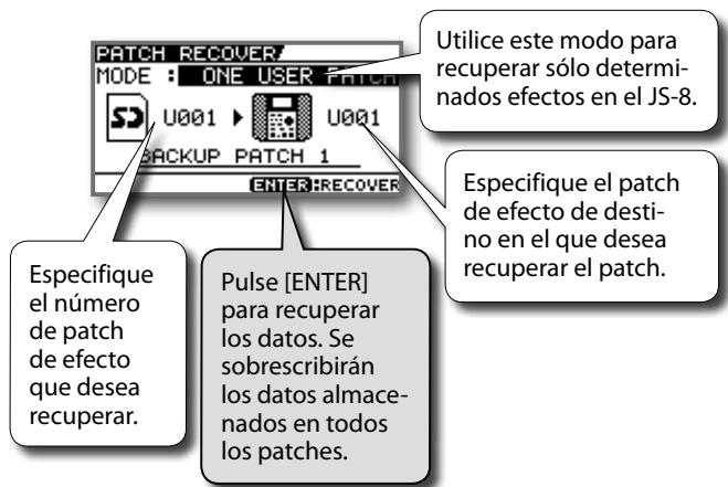 ROLAND EBAND JS-8 - Recuperación de la copia de seguridad de efectos en tarjetas SD (RECOVERY) - 2