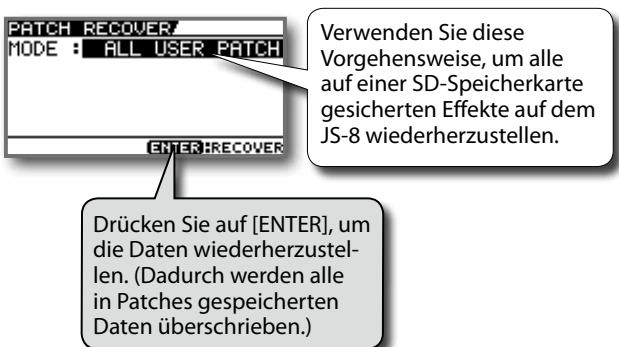 ROLAND EBAND JS-8 - Wiederherstellen von Effekten, die auf SD-Speicherkarten geschichert wurden (RECOVERY) - 1