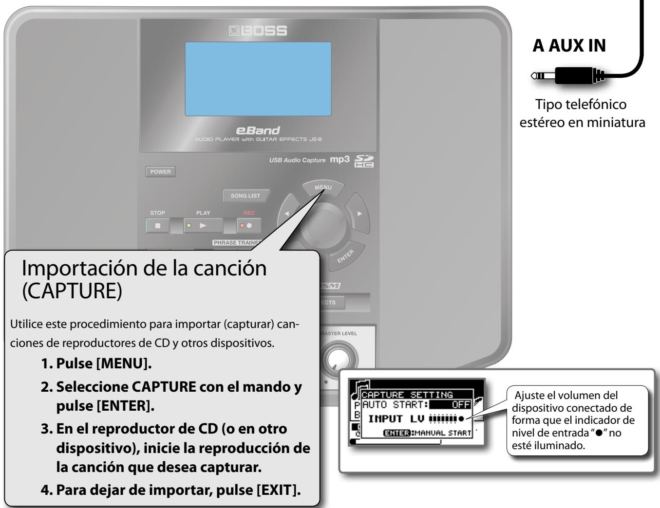 ROLAND EBAND JS-8 - Importación de canrientes de reproductores de CD y otros dispositivos - 2