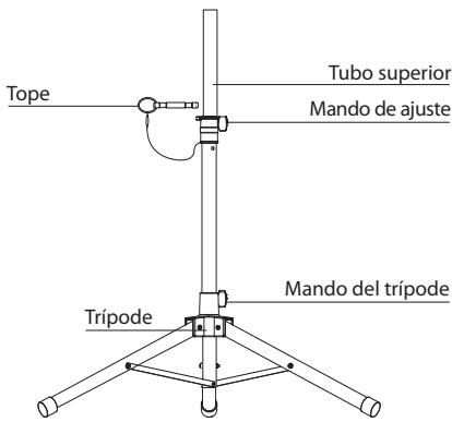 Tope Tubo superior Mando de ajuste Tripode Mando del trípode