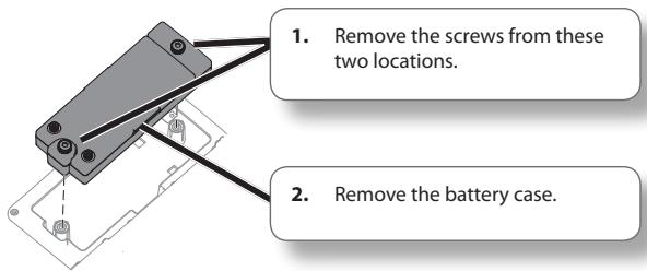 1. Remove the screws from these 2. Remove the battery case.