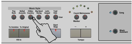 ROLAND KR103 - Sélection d'un style interne - 1