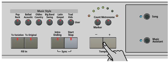 ROLAND KR103 - Changing the tempo - 1
