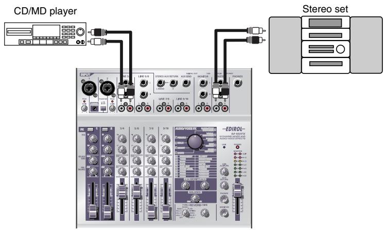 ROLAND M-100FX - Anschluss von Audiogeräten - 1