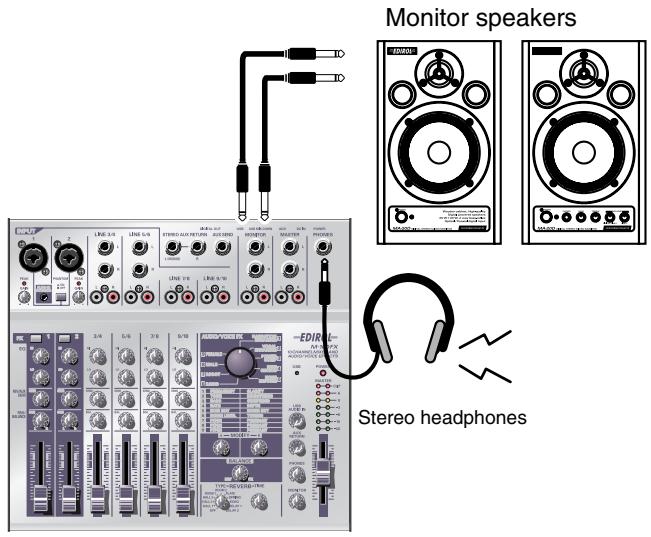 ROLAND M-100FX - Collegare le casse monitor o le cuffie - 1