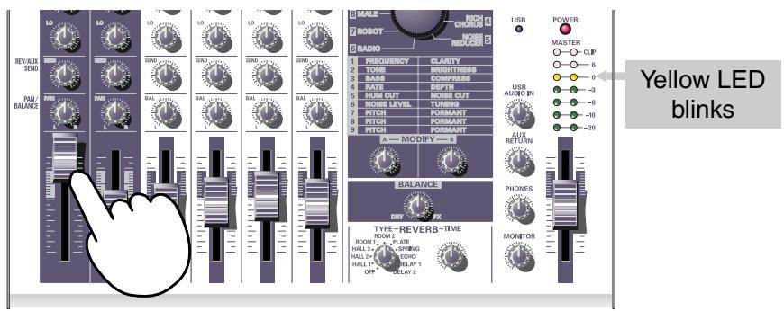 Yellow LED blinks REV/AUX SEND PAR/ BALANCE LO LO LO LO LO MANLE 7 ROBOT 9 RADIO 1 FREQUENCY CLARITY 2 TONE BRIGHTNESS 3 BASE COOPERER 4 RATE DEPTH 5 RUM OUT NOISE OUT 6 NOISE LEVEL FURRING 7 PITCH FORMANT 8 PITCH FORMANT 9 PITCH FORMANT USB POWER MISTER CLIP USB AUDIO BI AUX RETURN PHONES MONITOR TYPE-REVERB-TIME ROOM 1 PLATE HALL 2 SPOCKING HALL 3 SPOCKING HALL 4 SPLY 1 OFF SPLY 2 BALANCE