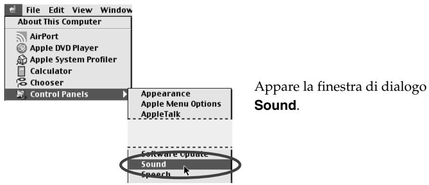 ROLAND M-100FX - Nel menu Apple, selezionare Control Panel - Sound. - 1