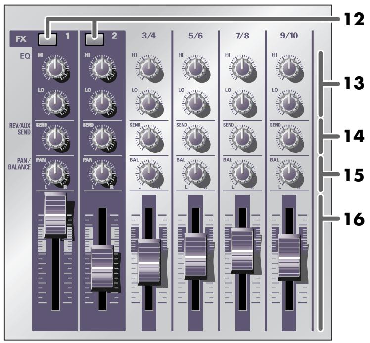 FX EQ REV/AUX SEND PAN/ BALANCE 1 2 3/4 5/6 7/8 9/10 12 13 14 15 16