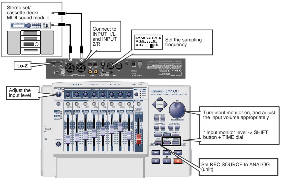 ROLAND UR-80 - Recording from an audio device - 1