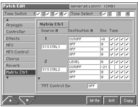 ROLAND FA-76 - Paramétrage Matrix Control (Matrix Ctrl) - 1