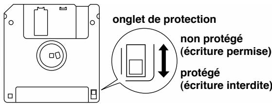 onglet de protection non protégé (écriture permise) protégé (écriture interdite)