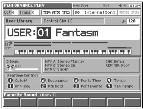 ROLAND FA-76 - Utilisez les touches ▲ et ▼ pour sélectionner «PERFORMANCE», puis appuyez sur [8 (Select)]. - 1