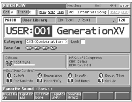 ROLAND FA-76 - Utilisez les touches ▲ et ▼ pour sélectionner un PATCH, et validez-le en appuyant sur [8 (Select)]. - 1
