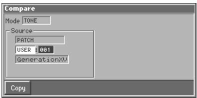 Compare Mode TONE Source PATCH USER : 881 GenerationXU Copy