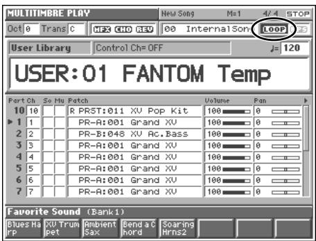 MULTITIMBRE PLAY Oct 0 Trans C NEW SONG M=1 4/4 STOP MEO CHO RED 00 InternalSon LOOP User Library Control Ch=OFF J= 120 USER:01 FANTOM Temp Port Ch. So Mu Patch Volume Fan 10 10 R PRST:011 XV Pop Kit 100 0 1 1 PR-A:001 Grand XV 100 0 2 2 PR-B:048 XV Ac.Bass 100 0 3 3 PR-A:001 Grand XV 100 0 4 4 PR-A:001 Grand XV 100 0 5 5 PR-A:001 Grand XV 100 0 6 6 PR-A:001 Grand XV 100 0 7 7 PR-A:001 Grand XV 100 0 Favorite Sound (Bank1) Blues Ra XV Trun Abient Bend a C Soaring rp pet Sax chord Hrs2