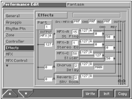 ROLAND FA-76 - Définition du trajet et des paramètres d'effets (Effects) - 1