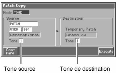 ROLAND FA-76 - Copie des paramètres de Tone (TONE) - 1