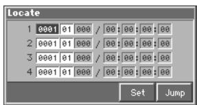 Locate 1 0001 01 000 / 00:00:00:00 2 0001 01 000 / 00:00:00:00 3 0001 01 000 / 00:00:00:00 4 0001 01 000 / 00:00:00:00 Set Jump
