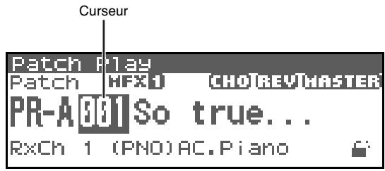 ROLAND FANTOM XR - Déplacement du curseur - 1