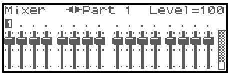 ROLAND FANTOM XR - Visualisation en liste des paramètres de part performance part view - 1