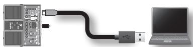 ROLAND RC-30 - Utilisez un câble USB courant pour raccorder le connecteur USB du RC-30 au connecteur USB de votre ordinateur (prenant en charge le haut débit USB 2.0). - 1
