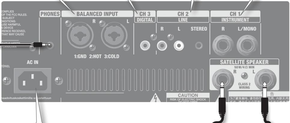 COMPLIES OF THE FCC RULES. SUBJECT NODITIONS: USE HARMFUL S DEVICE REference RECEIVED, THAT MAY CAUSE RATIO USES CANADIAN AC IN SATELLITE SPEAKER 50 W/4 Ω MIN R L CLASS 2 WIRING CAUTION RISK OF ELECTRIC SHOCK R & HOT AIR 1:GND 2:HOT 3:COLD CH 3 DIGITAL CH 2 LINE STEREO CH 1/ INSTRUMENT R L/MONO 告 为了避免触电,请勿自行 机壳,内部无用 进给维修