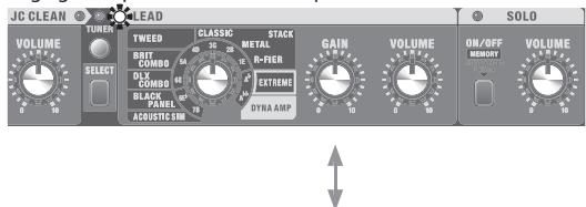 ROLAND CUBE-80XL - Permutation entre la fonction SOLO et SELECT et les canaux LEAD et JC CLEAN - 5