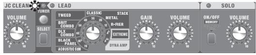 ROLAND CUBE-80XL - Permutation entre la fonction SOLO et SELECT et les canaux LEAD et JC CLEAN - 2