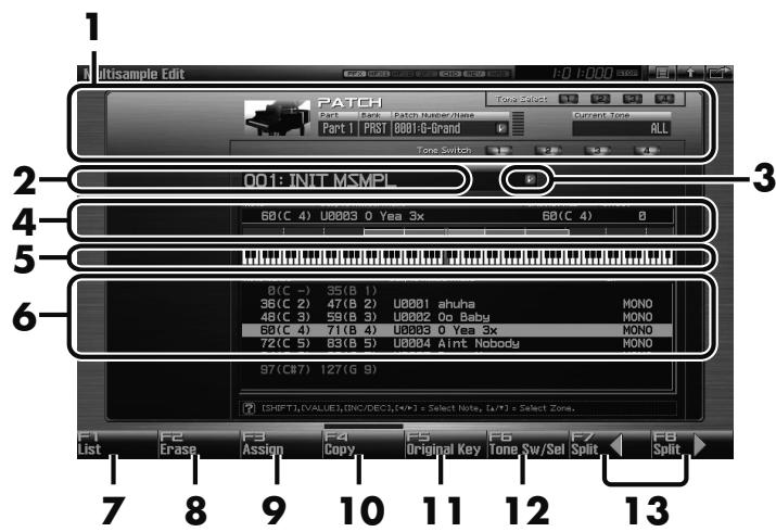 ROLAND FANTOM G7 - Description de la page « Multisample Edit » - 1