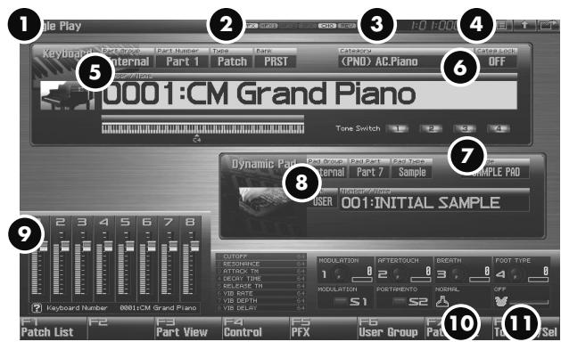 ROLAND FANTOM G7 - Fonctions accessibles dans la page Single Play - 1