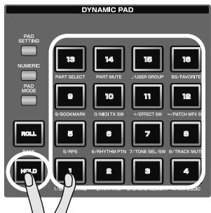 ROLAND FANTOM G7 - En maintainant un Pad enfoncé, appuyez sur [HOLD]. - 1