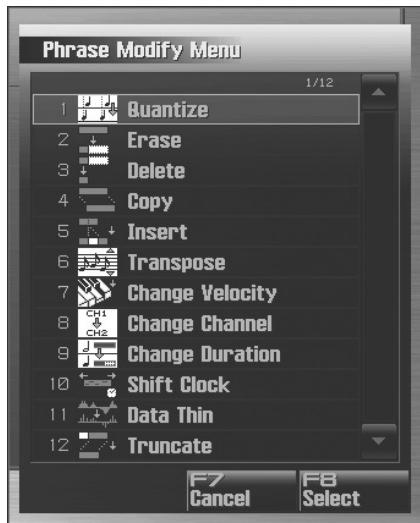 ROLAND FANTOM G7 - Menu « Phrase Modify » - 1