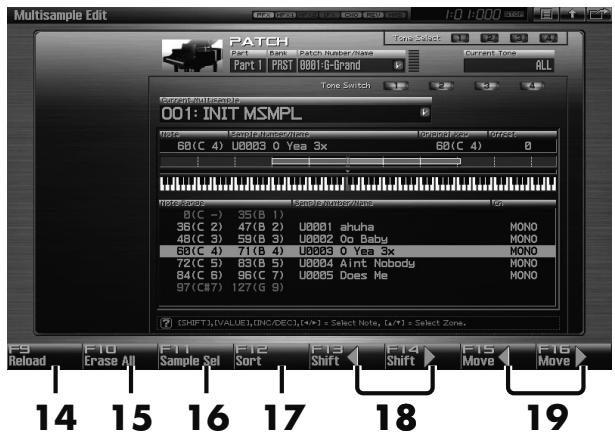 ROLAND FANTOM G7 - Description de la page « Multisample Edit » - 2