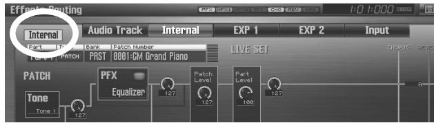ROLAND FANTOM G7 - Choix de l'effet appliqué à l'entrée audio externe ou à une piste audio - 1