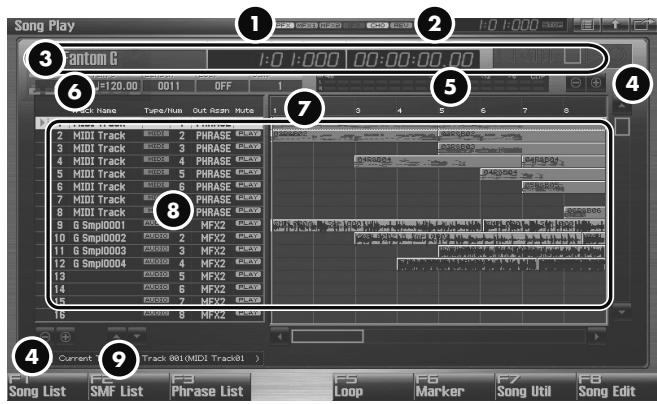 ROLAND FANTOM G7 - Opérations accessibles depuis la page d'écran Song Play - 1