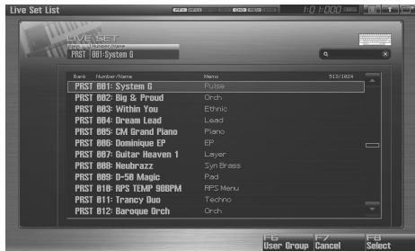 ROLAND FANTOM G7 - Choix du Live Set dans une liste - 1