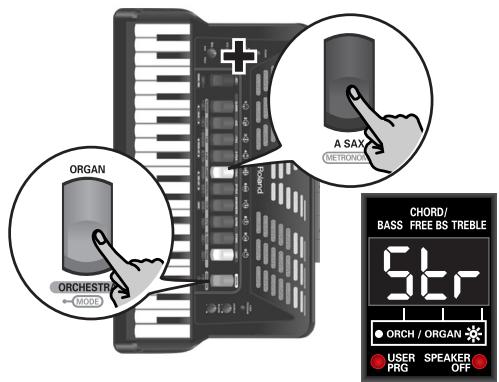 ROLAND FR-3X WH - Pour lancer ou arrêter le métronome, maintenez le registre [ORGAN/ORCHESTRA] enfoncé et appuyez sur le registre [4] (METRONOME). - 1