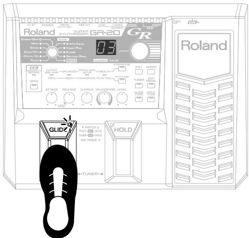 ROLAND GR-20GK - Utilisation de la pédale pour agir sur la hauteur du son (GLIDE) - 1